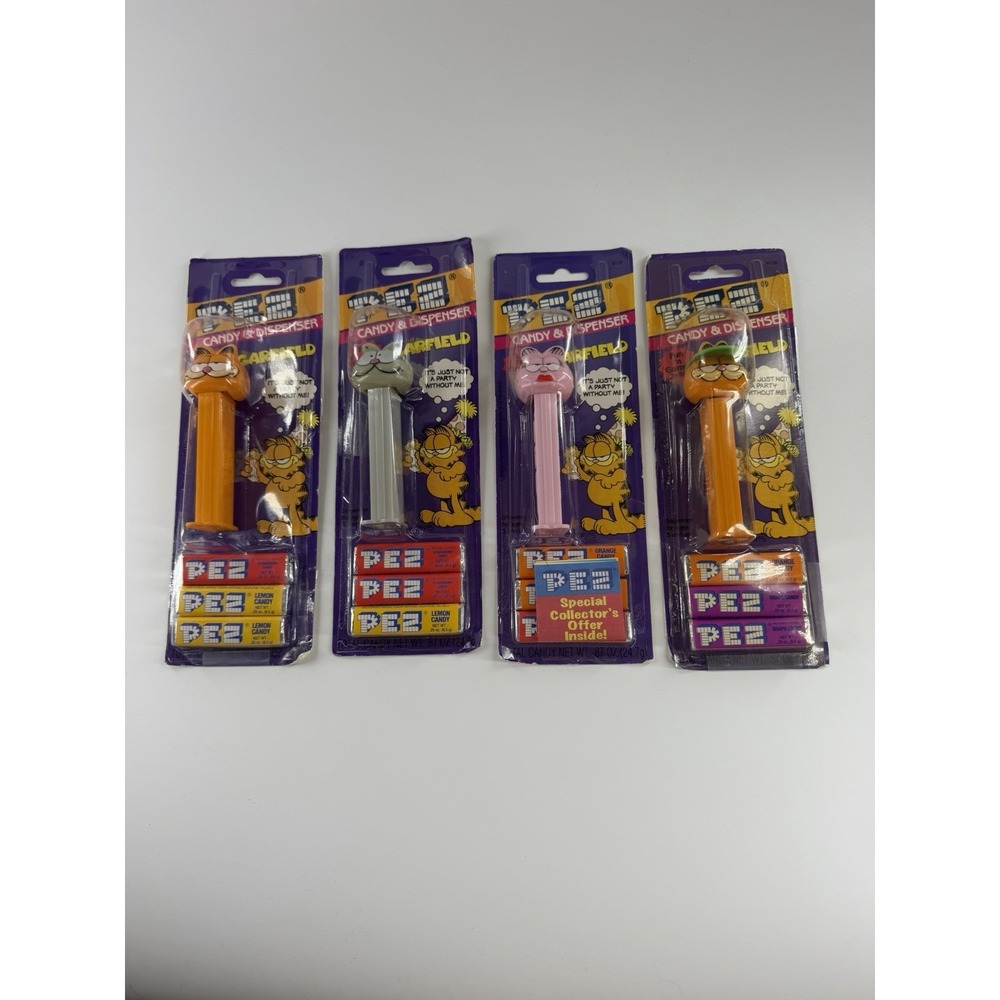Vintage Garfield PEZ Dispenser Lot 4 Sealed Carded Nermal Arlene Garfield